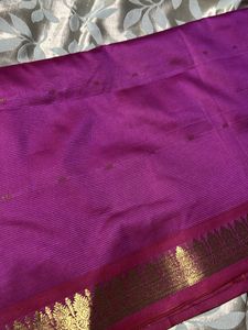 trendy Purple Saree with Gold Border