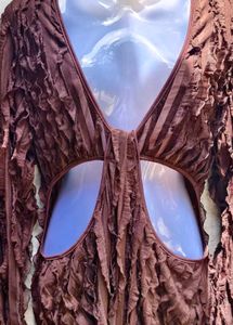 I. Unique Textured Brown Mini Dress