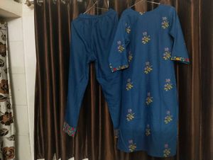 Blue Floral Print Kurta Set