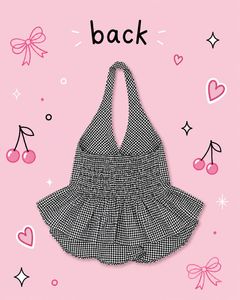 Completely New Black Gingham Halter Top