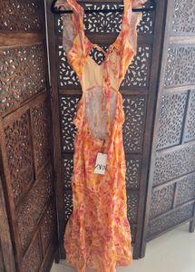 Zara Limited Edition floral Cutout Maxi Dress