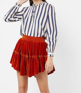 Only - Striped Ruffle Neck Blouse