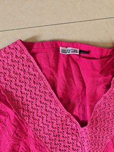 Stylish Pink Kurta with Lace Detail
