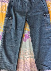 Blue Denim Cargo Jeans