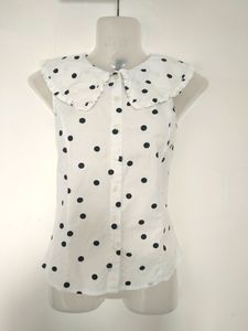 Influence Peter Pan Collar Cami In White Polka Dot