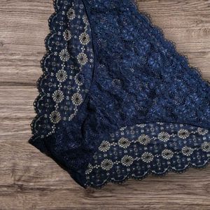 Navy Blue Lace Bikini Brief