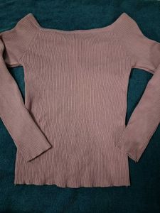Ribbed Knit Lace-Up Long Sleeve Top