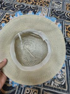 Woven Summer Hat with Floral Trim