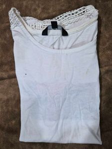 White Lace Sleeve Top