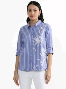 Women's Striped Floral Print Shirt