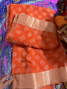 coral color saree