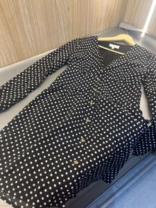 Chic Black Polka Dot Button-Up Dress