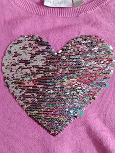 Pink Heart Sequin Sweater