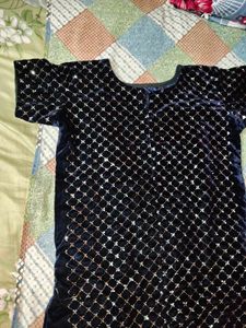 Sparkling Navy Velvet Kurta