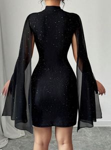 Sparkly Mock Neck Long Sleeve Dress.