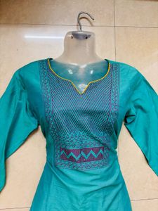 Turquoise Embroidered Kurta