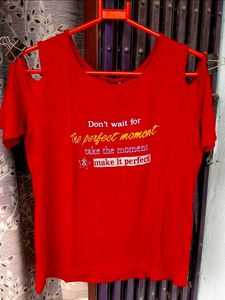 Red Cold Shoulder Top