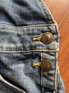 GUESS JEANS Distressed Denim Short Overalls