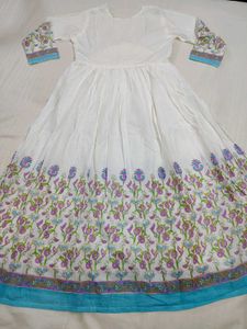 White embroidery work kurti
