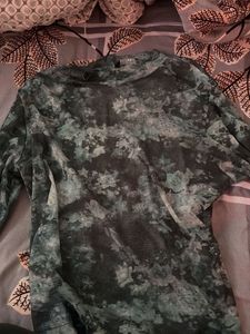 Sheer Green Tie-Dye Long Sleeve Top