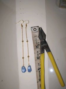 handcrafted Elegant Drop Earrings with Blue Beads