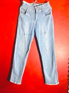 H&amp;M Light Wash Distressed Denim Jeans