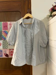 Light Blue Oversized Button-Up Shirt
