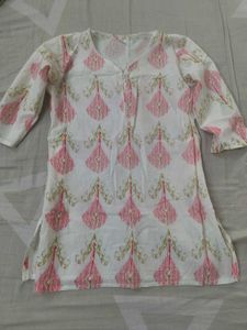 White Printed Cotton Kurta