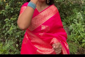 Elegant Pink Silk Saree