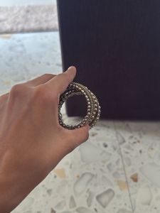 Oxidized Silver Bangles with Tassels
