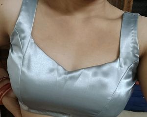 Greyish Silver Blouse (Front lace)