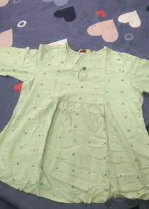 Light Green Printed short Kurta
