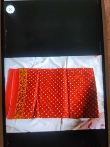 Beautiful Red Saree with Polka Dots