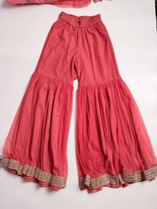Pink Embroidered Sharara Set