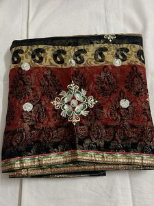 Elegant Red & Gold Embroidered Saree