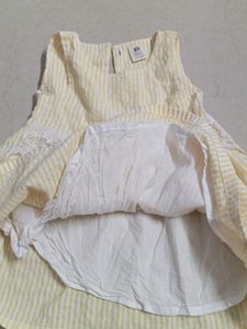 Frock Yellow White - Soft Cotton Lining Inside