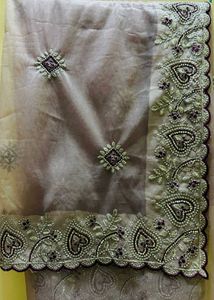 Embroidered party wear saree with stitch blouse