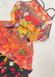 Vibrant Floral Print Sleeveless Top