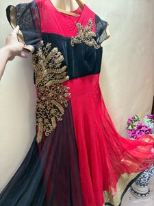 Stunning xxl  Red &amp; Black Embroidered Gown