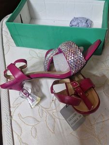 Sparkling Pink Wedge Sandals size 39