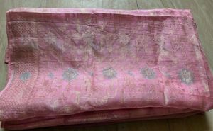 Summer Sale 🔥30 Yrs Old Pink Organza Saree
