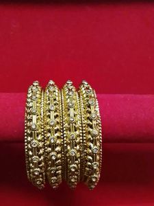 Elegant Gold Bangles with Stones