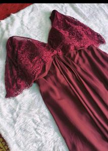 Elegant Burgundy Lace Gown