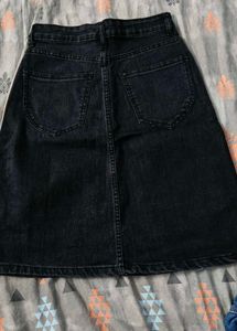 Black Denim Midi Skirt