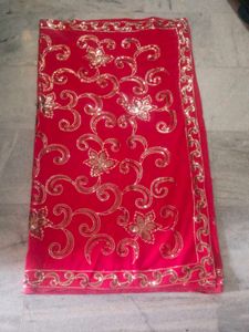 Red Sequined Party Wear Saree
