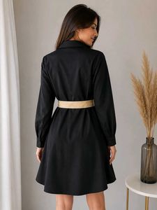 Women's Black &amp; Beige A-Line Shirt Dress