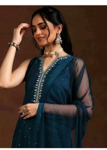 Elegant Teal Kurta Palazzo Set