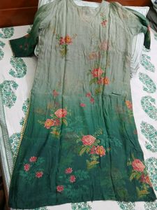 Elegant Green Ombre Floral Kurta Set