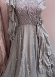 Elegant Gray Embellished Dress