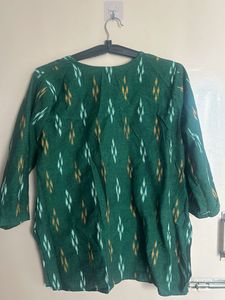 Green Ikat Print Kurta